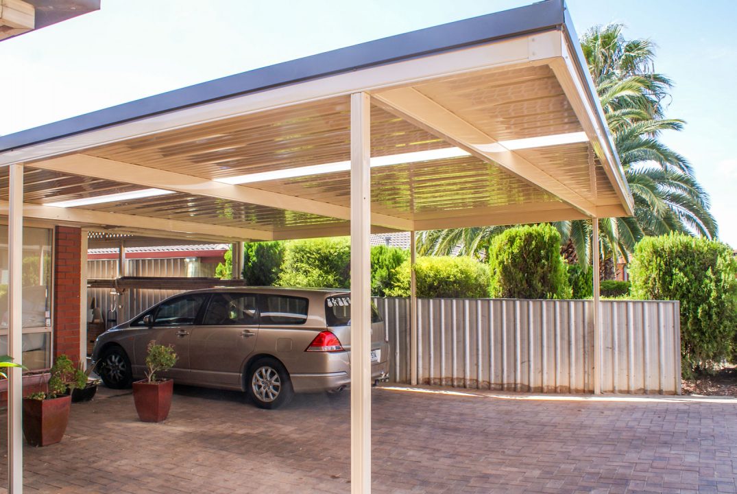 Flat roof steel carport Adelaide